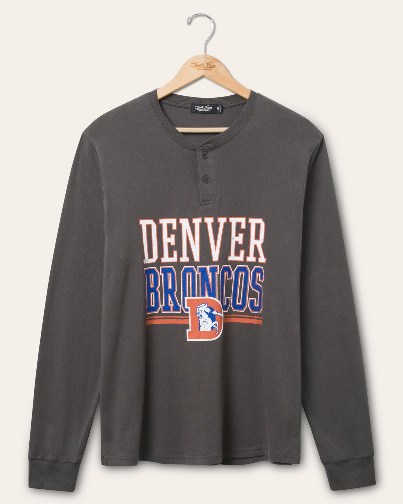 Denver Broncos Long Sleeve Henley – Junk Food Clothing