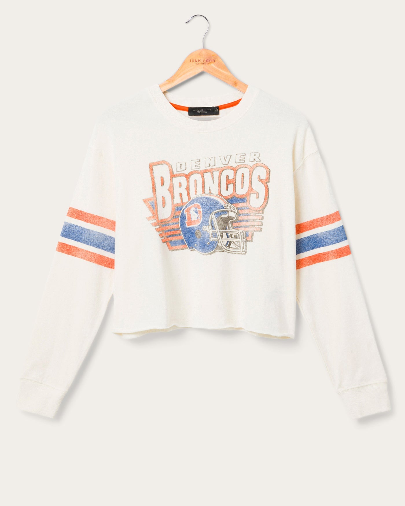 Women's Denver Broncos Kickoff Crop Crew Fleece | Vintage White | Size L Women's Denver Broncos Kickoff Crop Crew Fleece | Vintage White | Size L