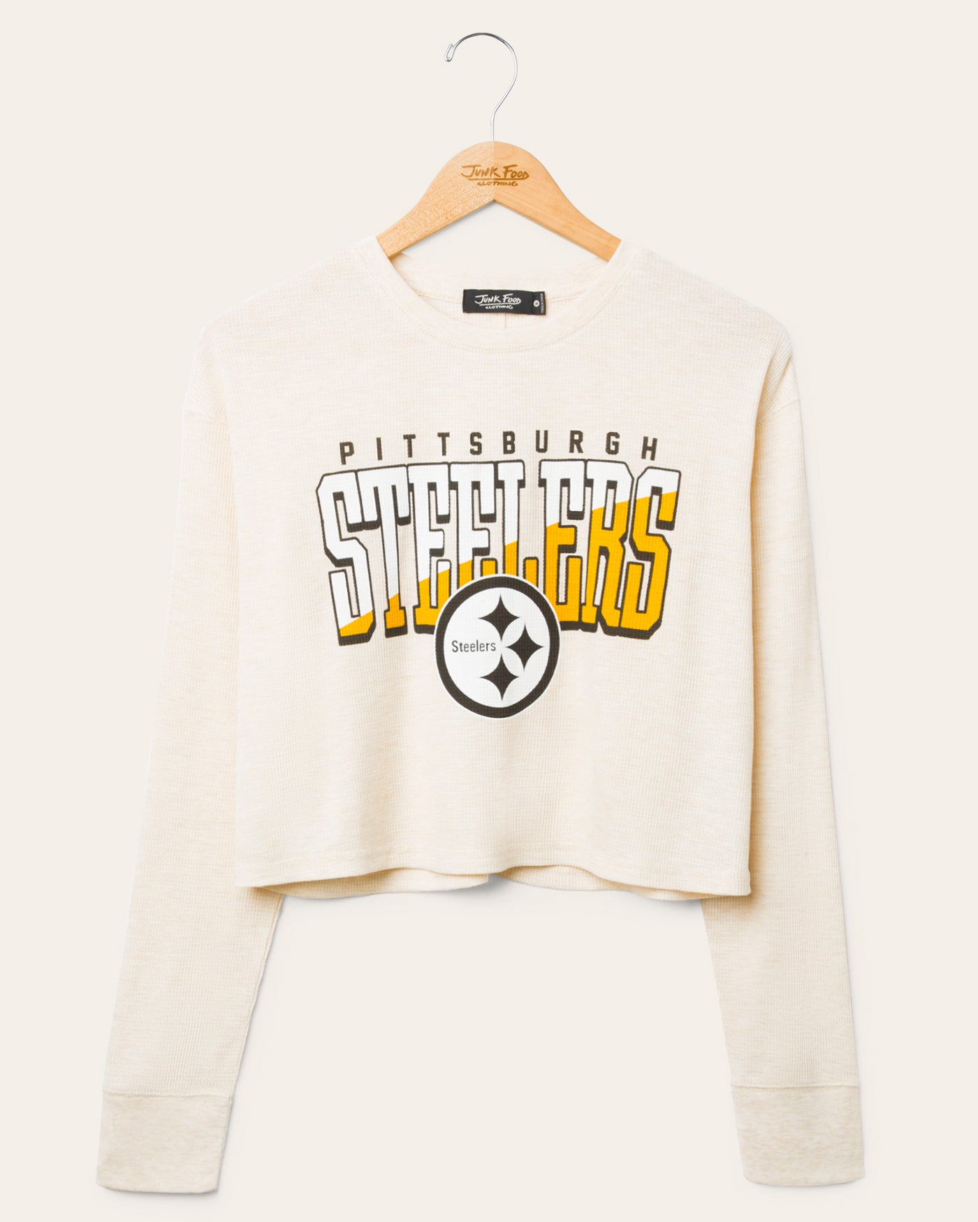 Junk Food NFL Pittsburgh Steelers Flocked Raglan Top