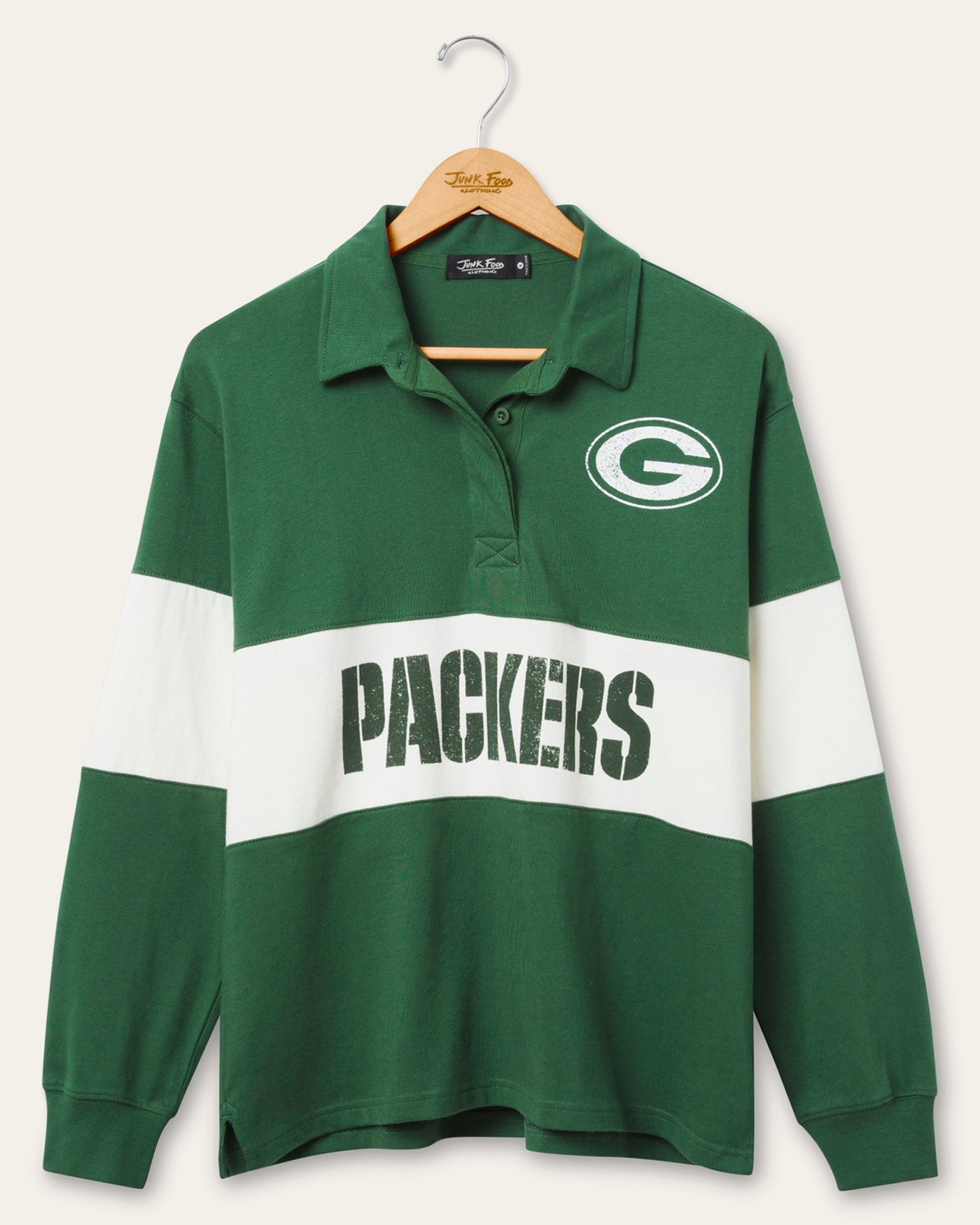 Women's Green Bay Packers Rugby Long Sleeve – Junk Food Clothing