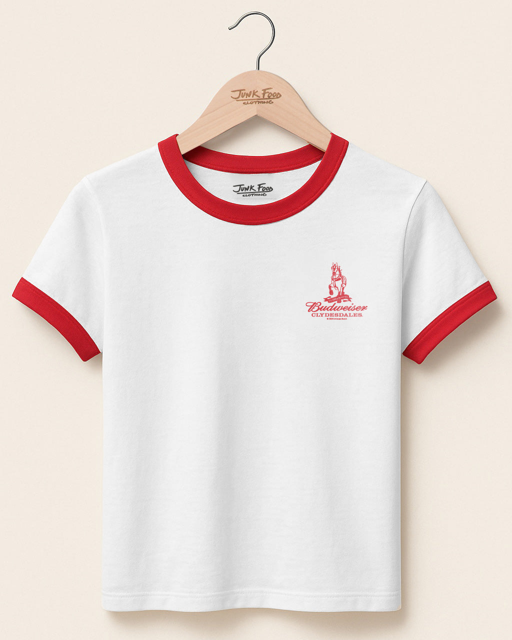 Women's Budweiser Clydesdales Ringer Baby Tee – Junk Food Clothing