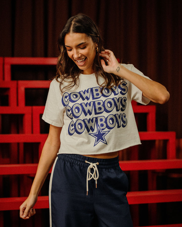 Women's Dallas Cowboys Repeat Glitter Flea Market Crop Tee
