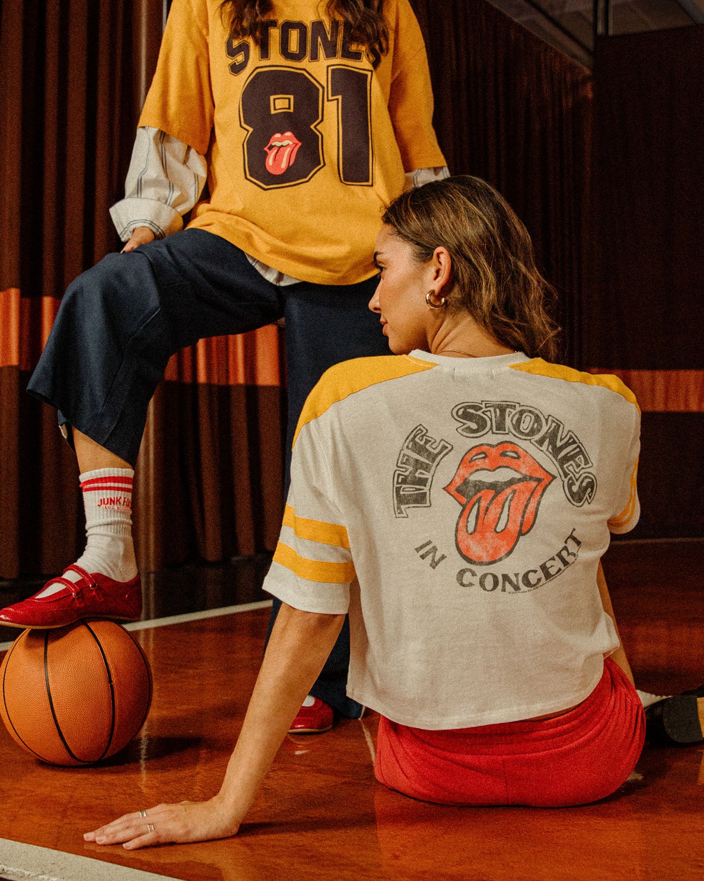 Women's The Rolling Stones Striped Crop Tee – Junk Food Clothing
