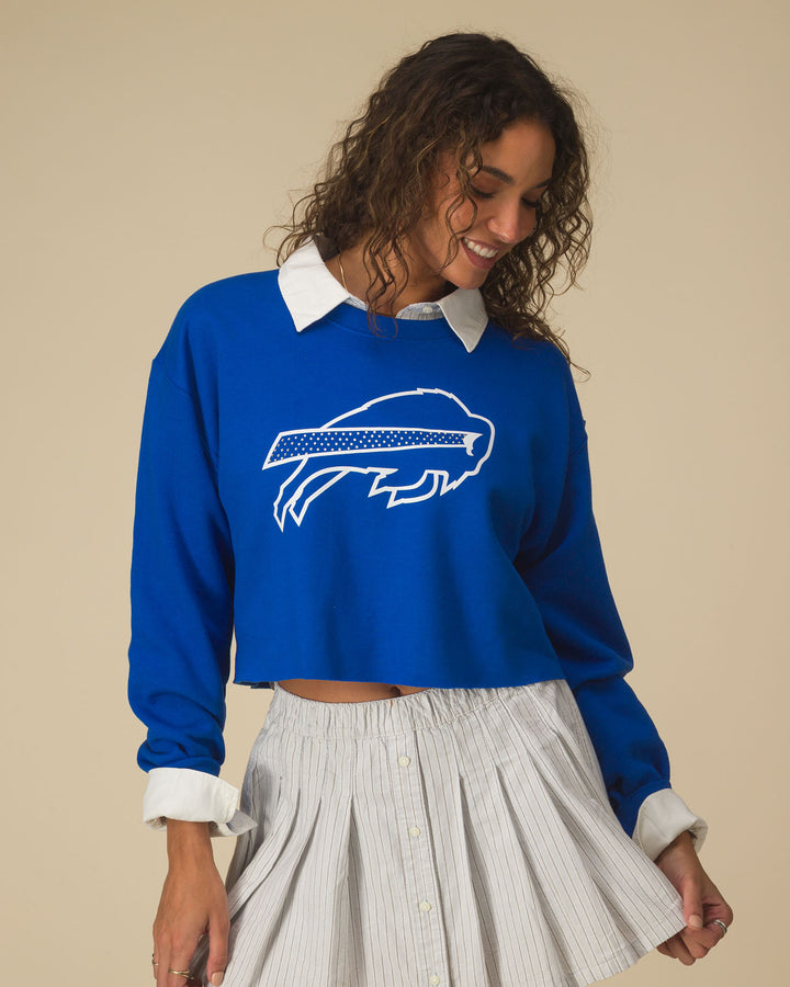 Women's Buffalo Bills Bling Flea Market Crop Fleece