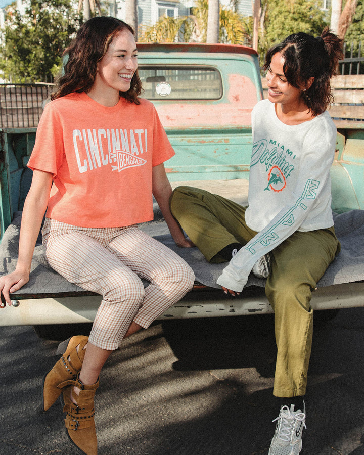 Women's Miami Dolphins Touchdown Long Sleeve Crop Tee