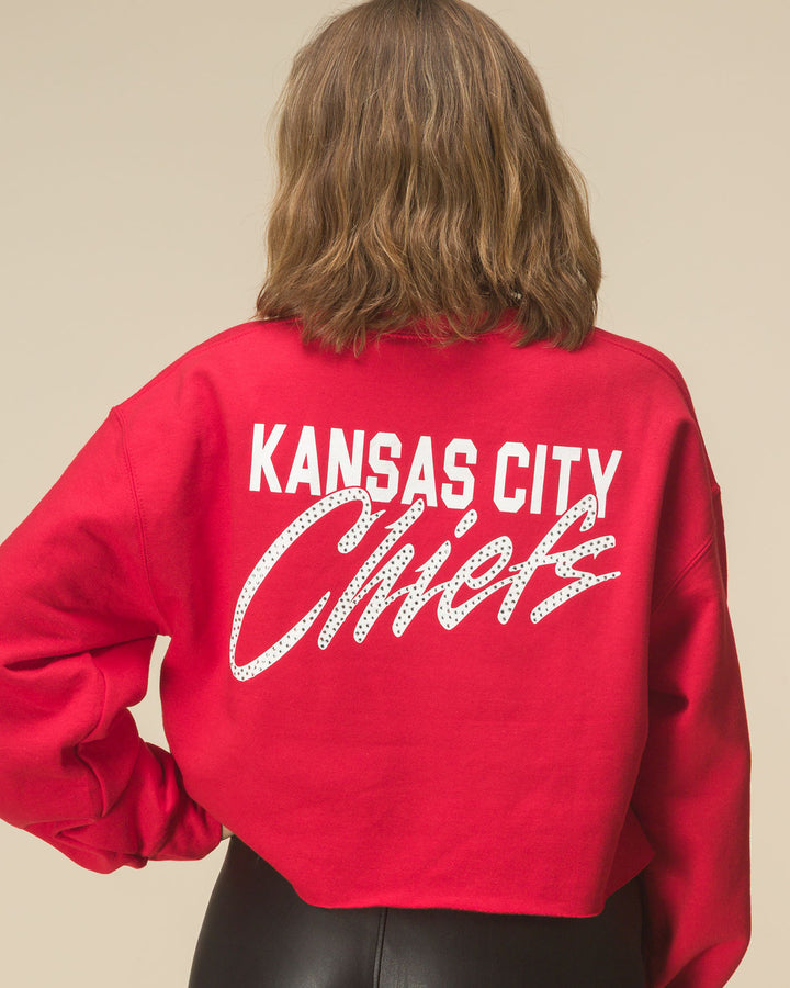Women's Kansas City Chiefs Bling Flea Market Crop Fleece