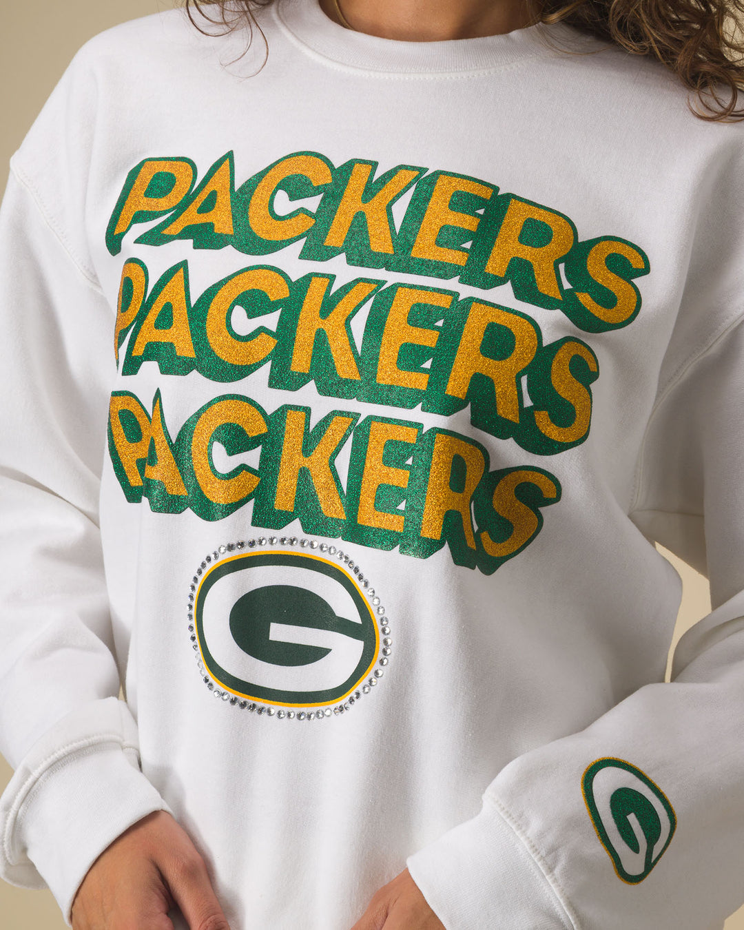 Green Bay Packers Repeat Bling Flea Market Crew Fleece
