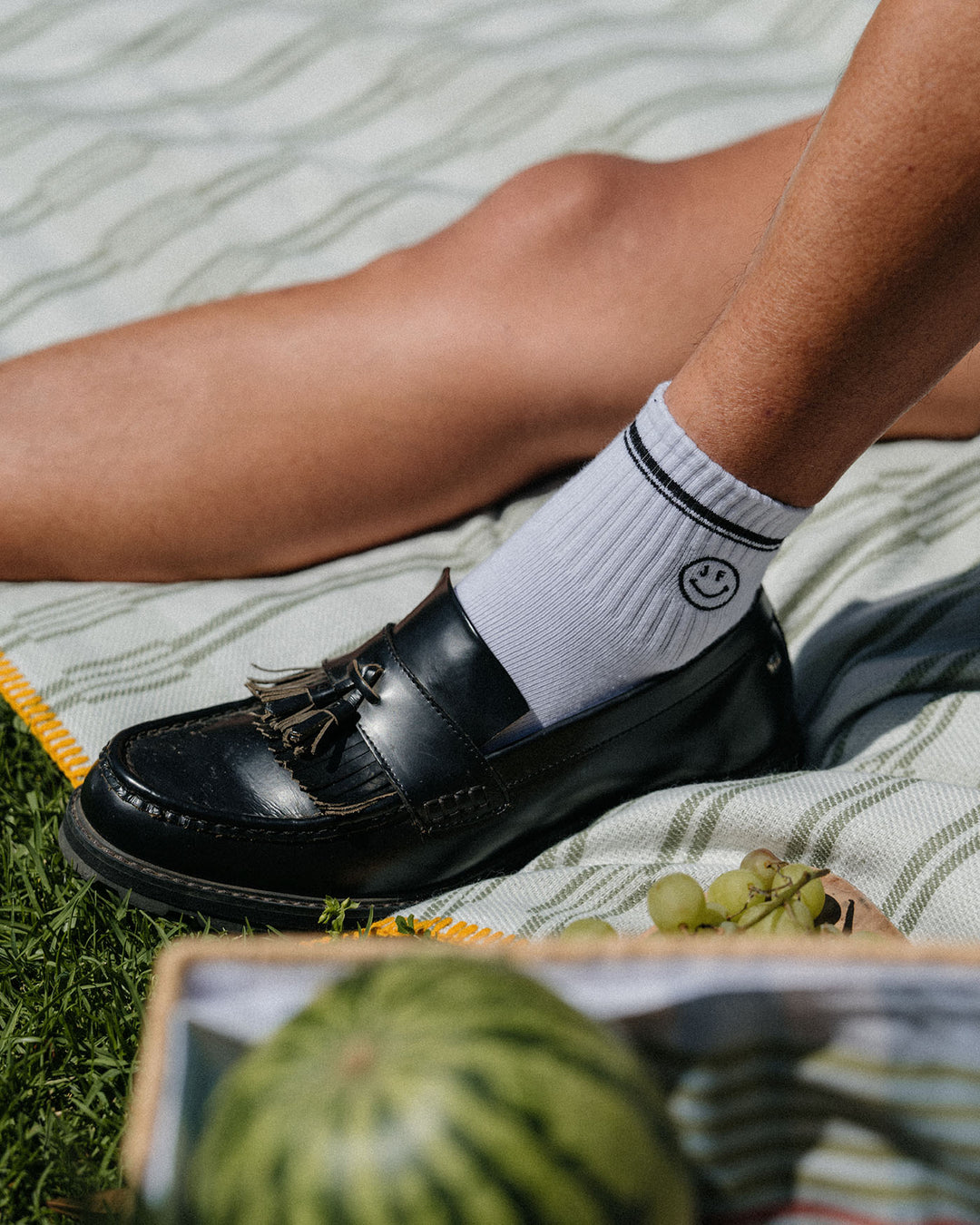 JF Smiley Embroidered Logo Ankle Socks