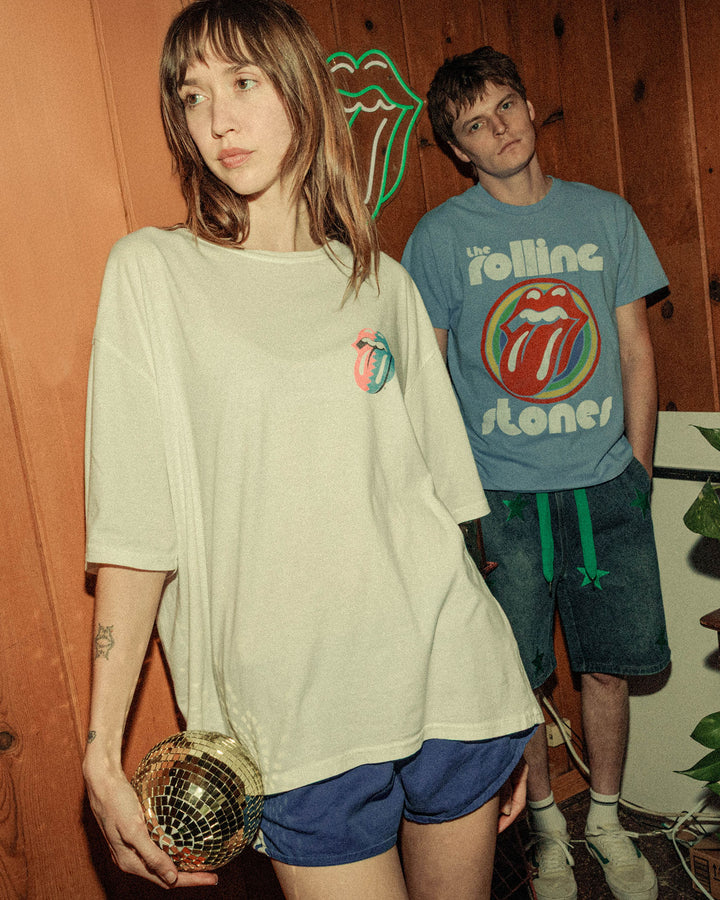 The Rolling Stones Checkered Hot Lips Oversized Tee
