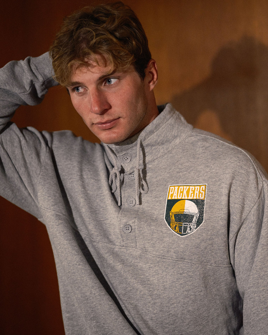 Green Bay Packers Slant Button Up Fleece