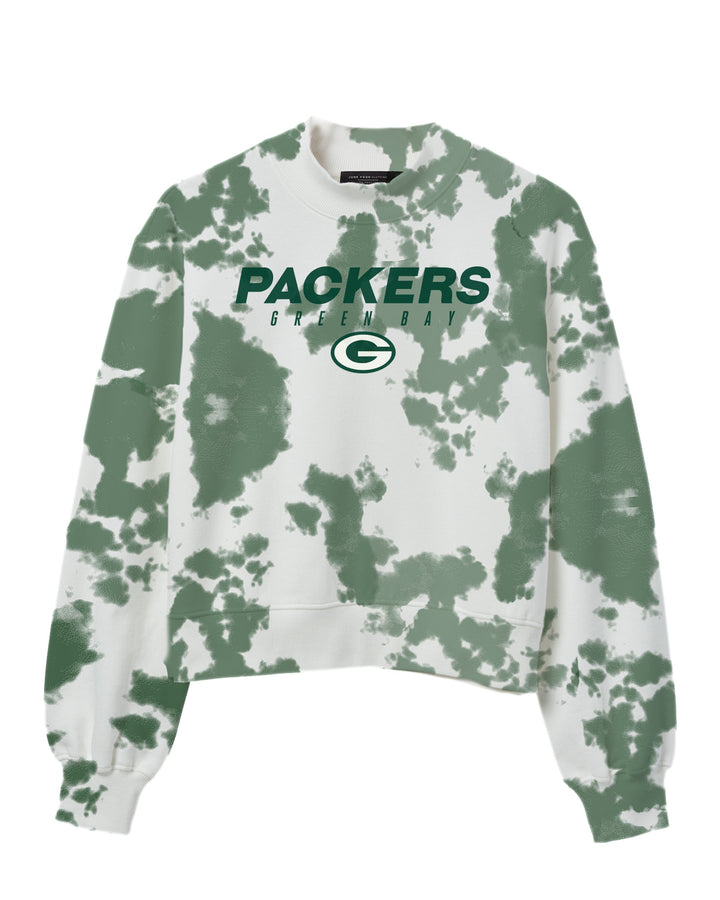 Women's NFL Green Bay Packers Tie Dye Mock Neck Fleece