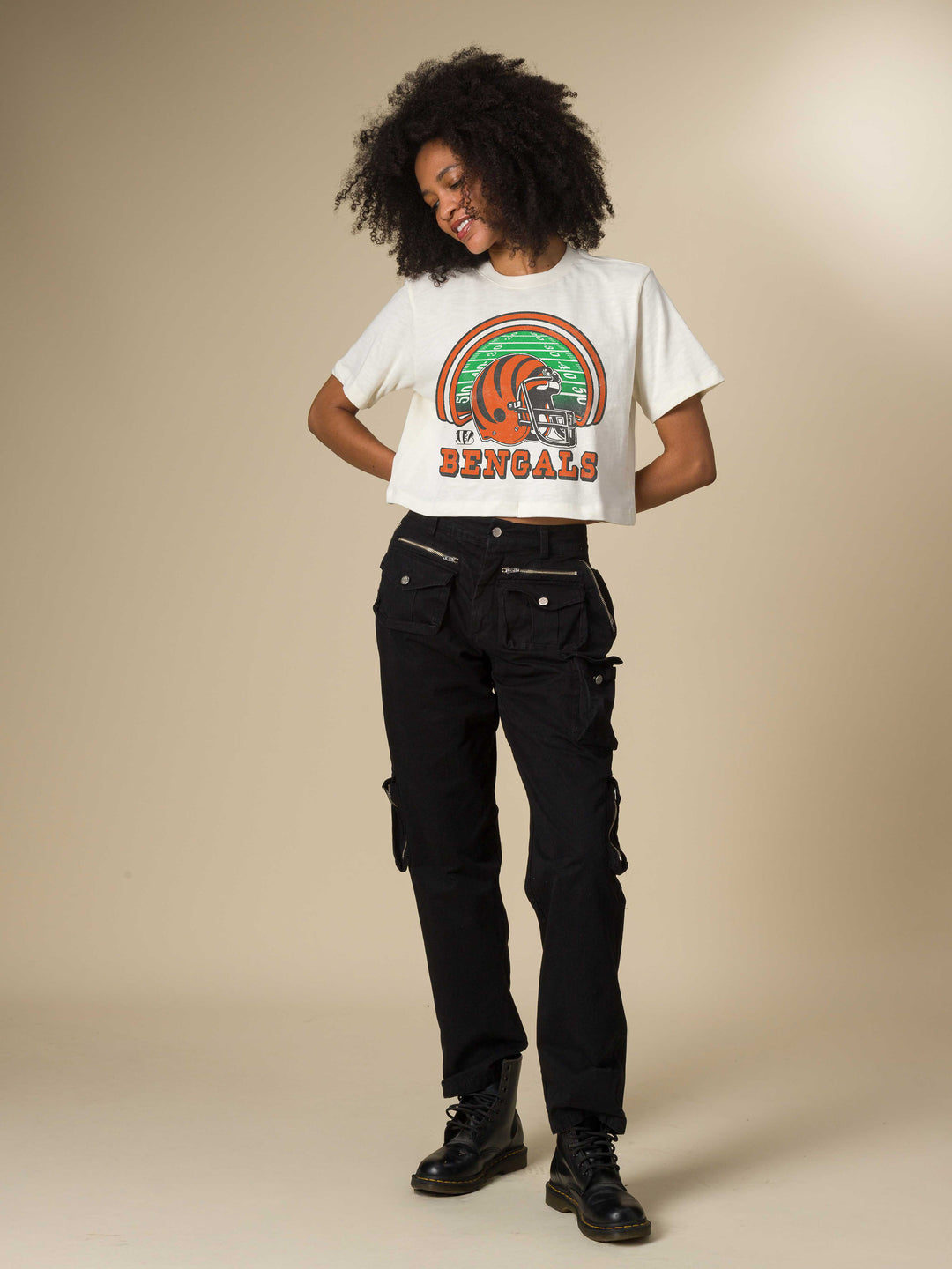 Women's Cincinnati Bengals Game Time Mock Neck Crop Tee