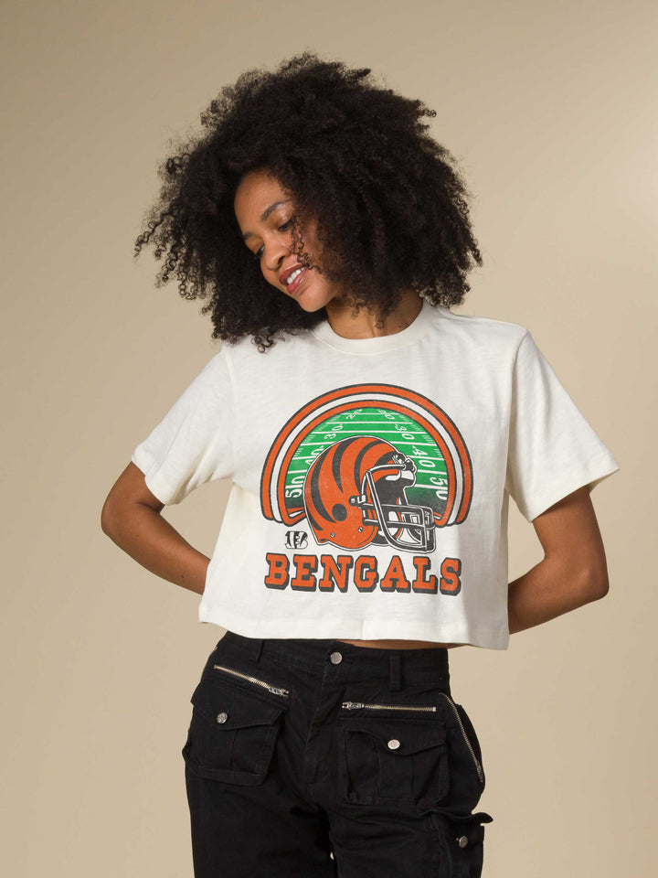 Women's Cincinnati Bengals Game Time Mock Neck Crop Tee