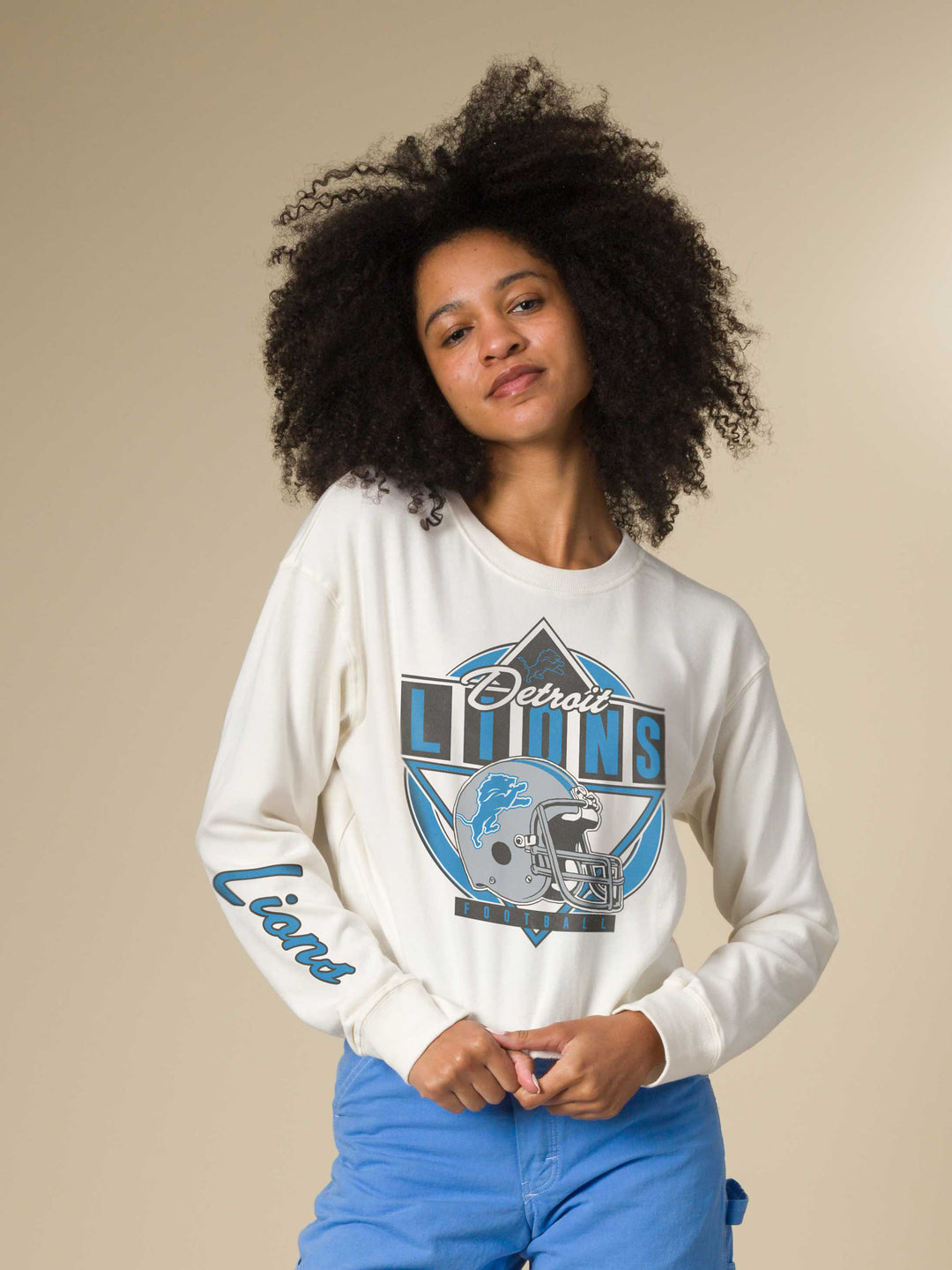 Women's Detroit Lions Helmet Crop Fleece