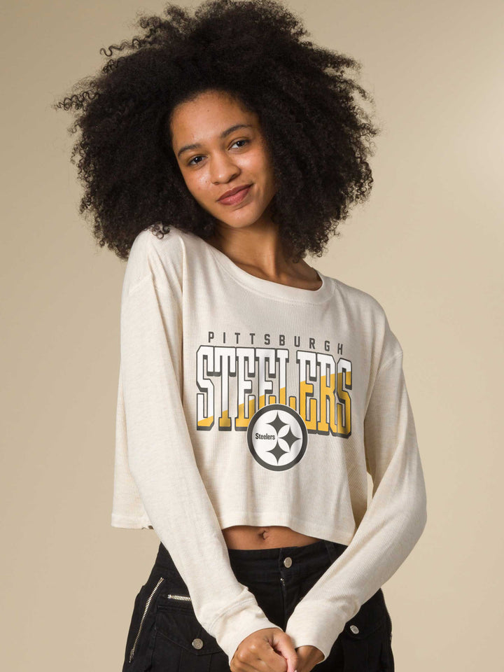 Women&#39;s Pittsburgh Steelers Slant Crop Thermal
