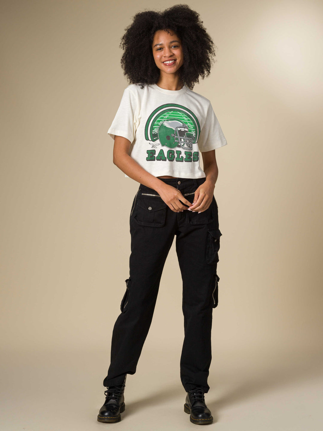 Women's Philadelphia Eagles Game Time Mock Neck Crop Tee