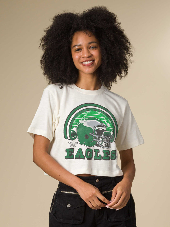 Women's Philadelphia Eagles Game Time Mock Neck Crop Tee