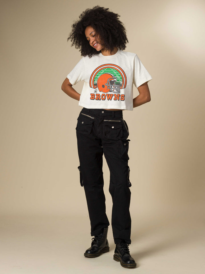 Women's Cleveland Browns Game Time Mock Neck Crop Tee