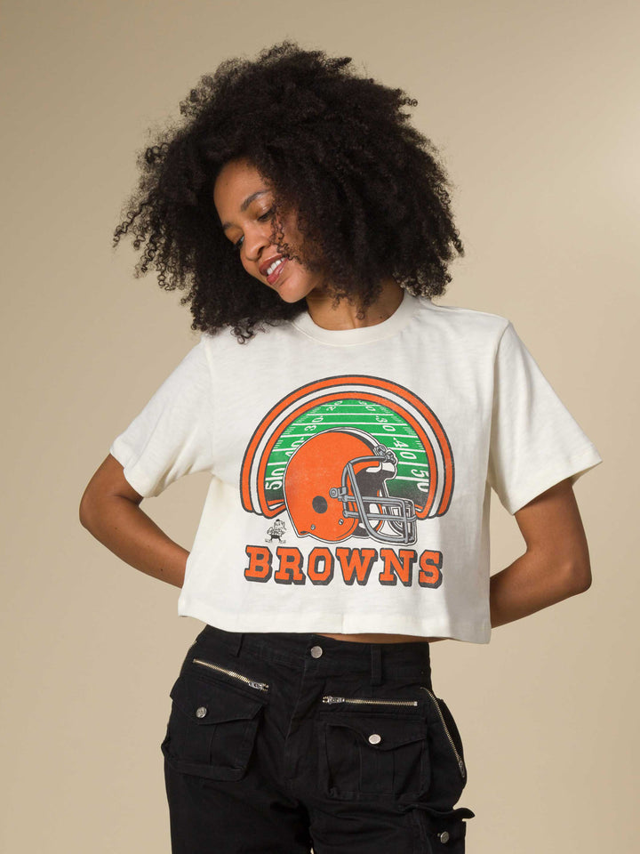 Women's Cleveland Browns Game Time Mock Neck Crop Tee