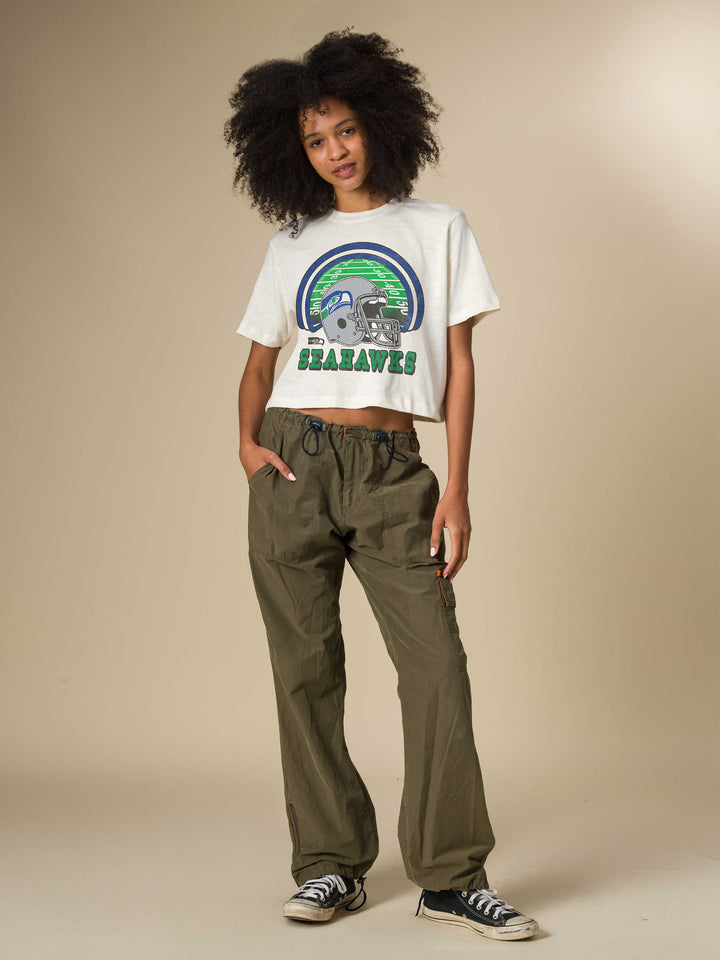 Women's Seattle Seahawks Game Time Mock Neck Crop Tee
