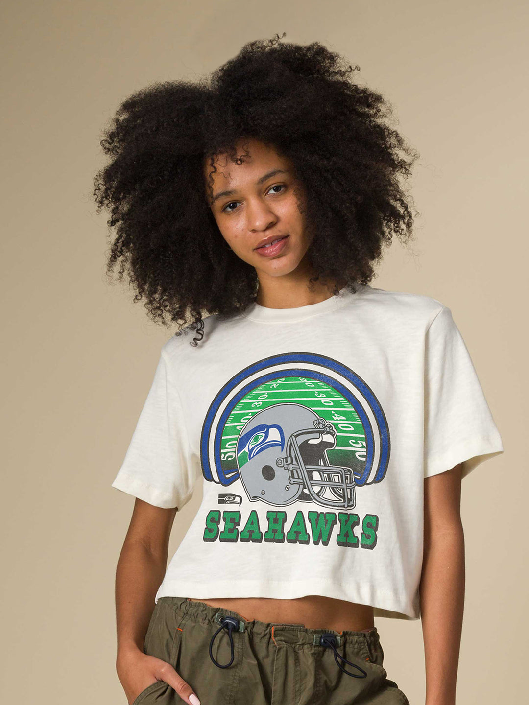 Women's Seattle Seahawks Game Time Mock Neck Crop Tee