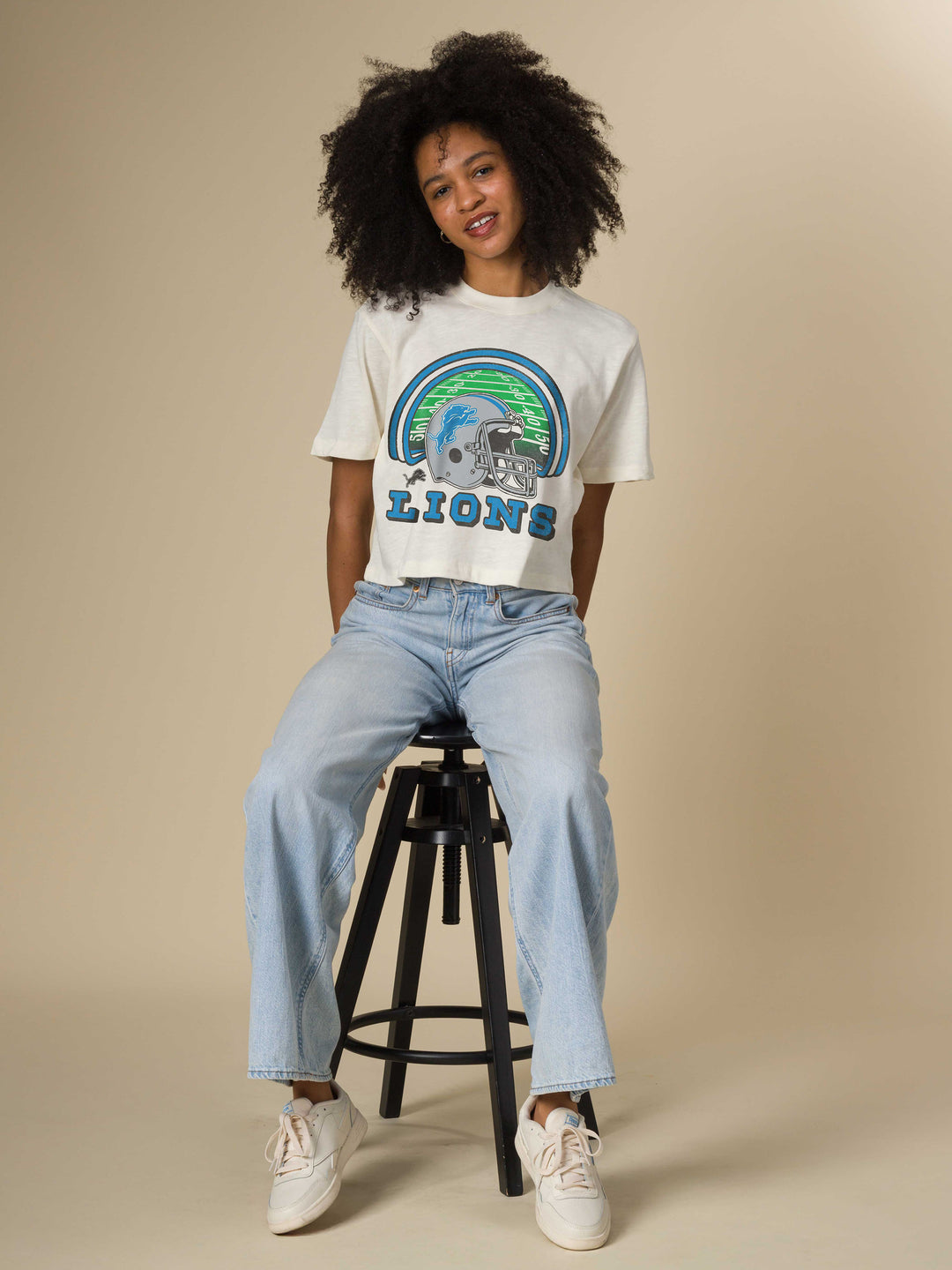 Women's Detroit Lions Game Time Mock Neck Crop Tee