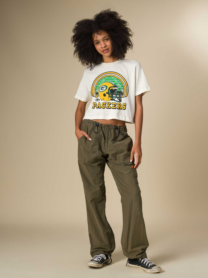 Women's Green Bay Packers Game Time Mock Neck Crop Tee