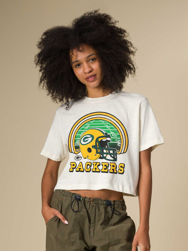 Women's Green Bay Packers Game Time Mock Neck Crop Tee