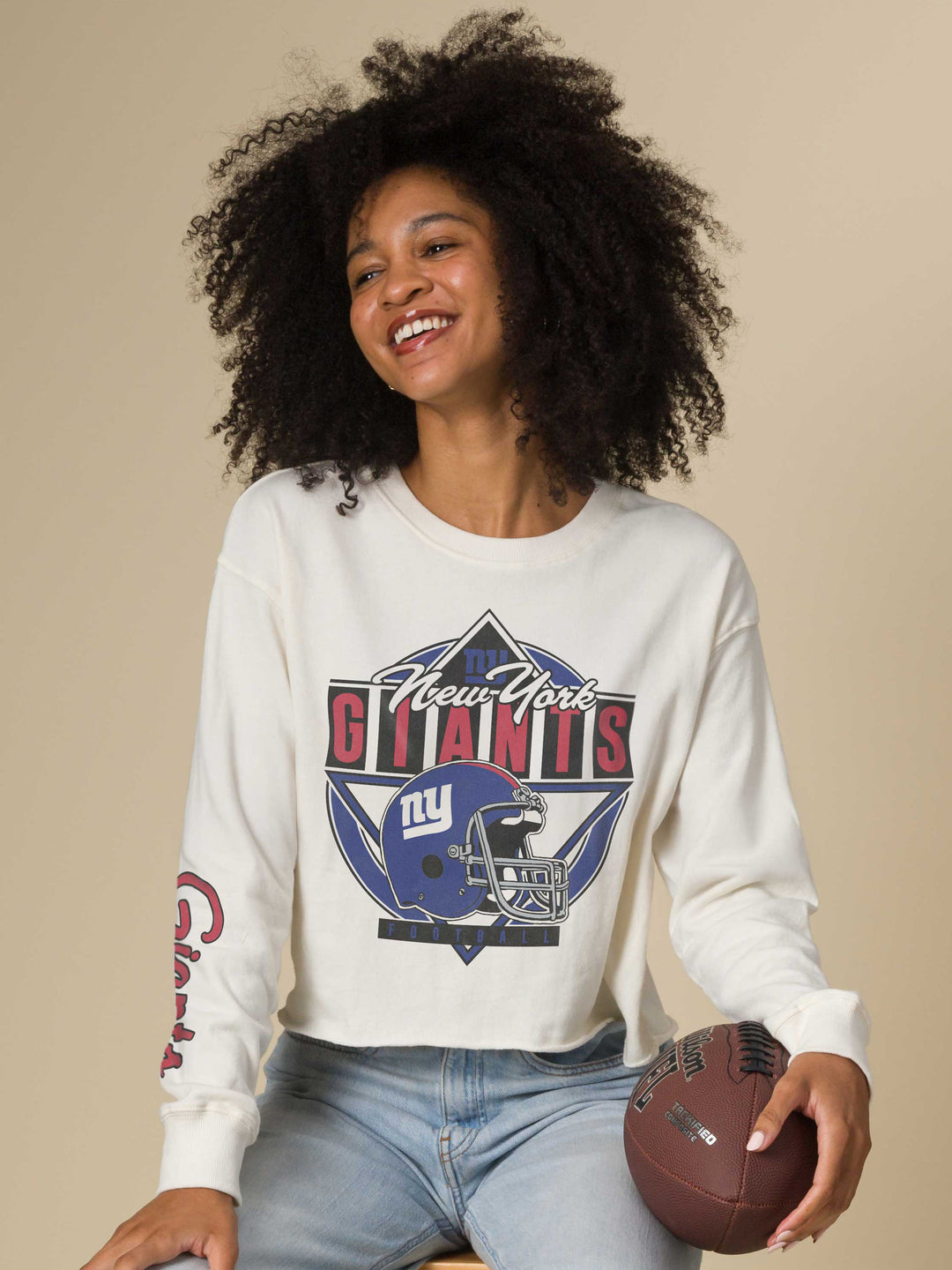 Women's New York Giants Helmet Crop Fleece