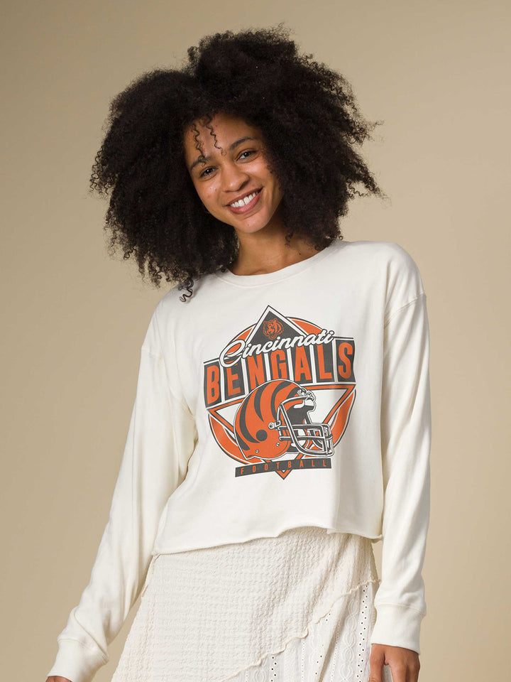 Women's Cincinnati Bengals Helmet Crop Fleece