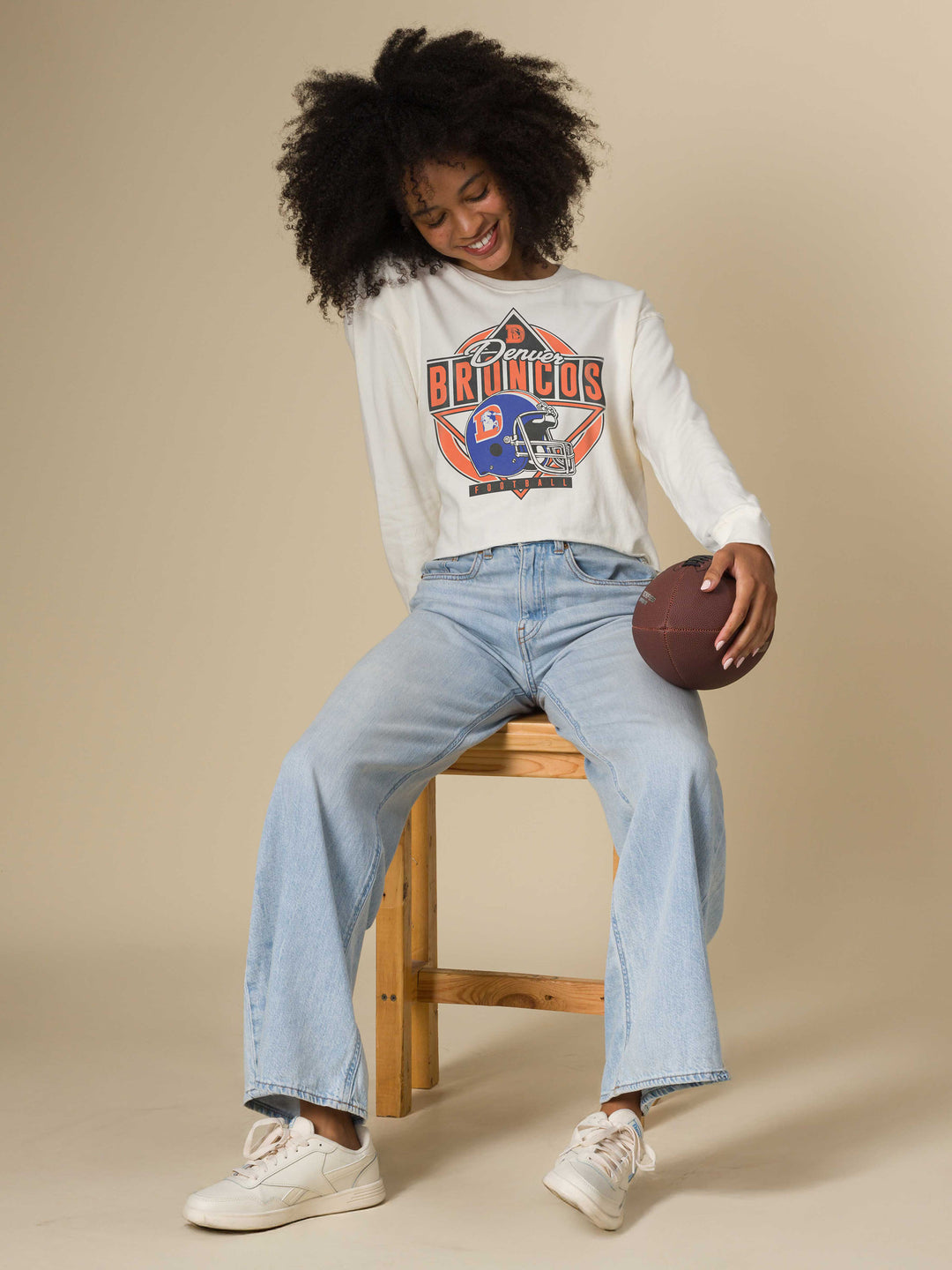 Women's Denver Broncos Helmet Crop Fleece
