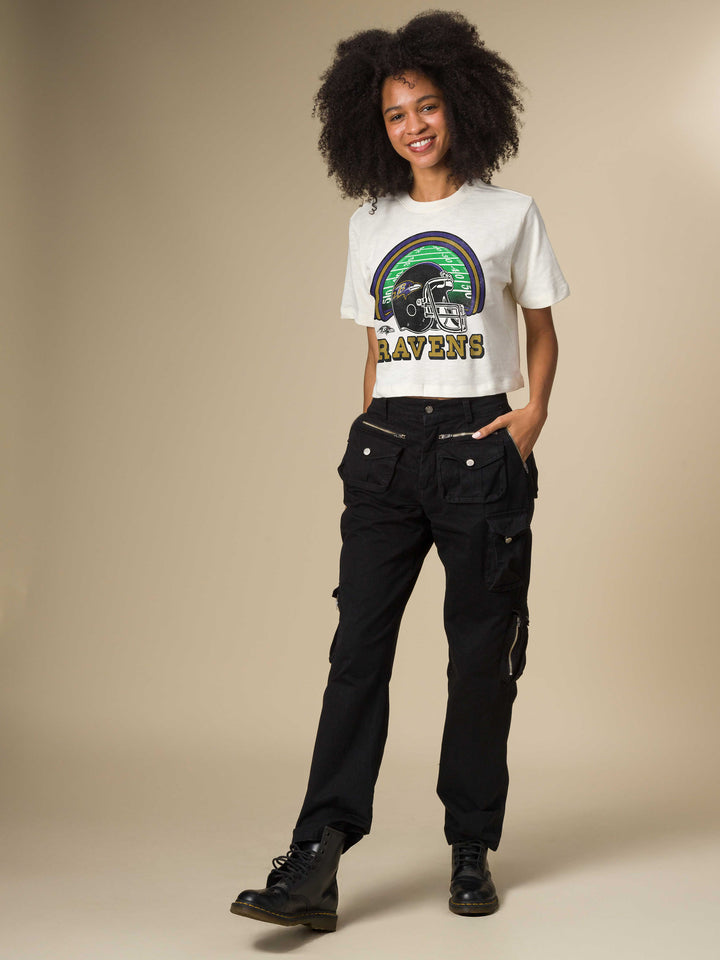 Women's Baltimore Ravens Game Time Mock Neck Crop Tee