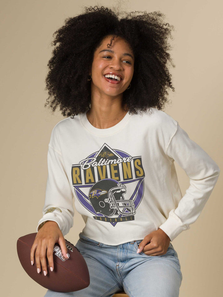 Women's Baltimore Ravens Helmet Crop Fleece