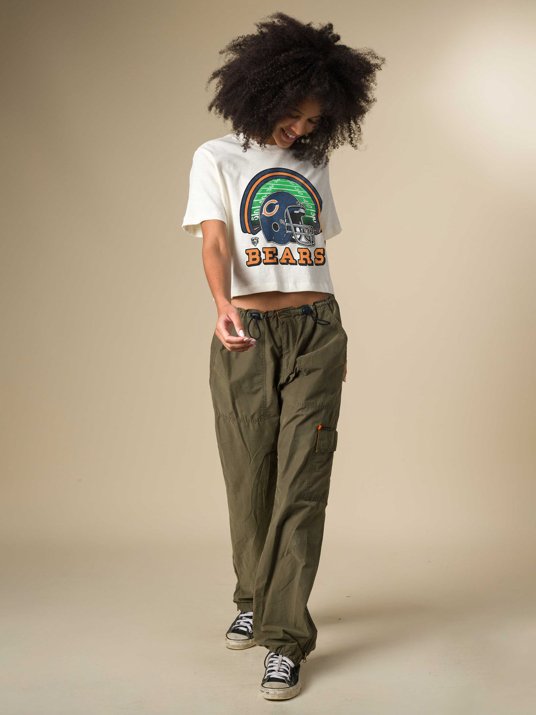 Women's Chicago Bears Game Time Mock Neck Crop Tee