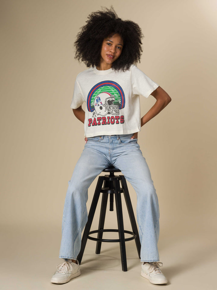 Women's New England Patriots Game Time Mock Neck Crop Tee