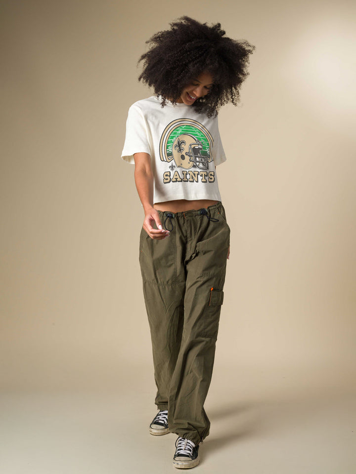 Women's New Orleans Saints Game Time Mock Neck Crop Tee