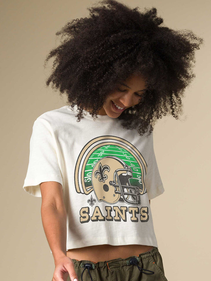 Women's New Orleans Saints Game Time Mock Neck Crop Tee