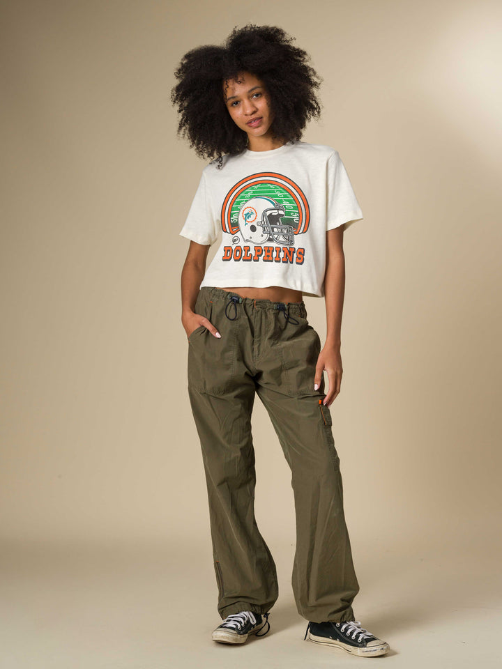 Women's Miami Dolphins Game Time Mock Neck Crop Tee