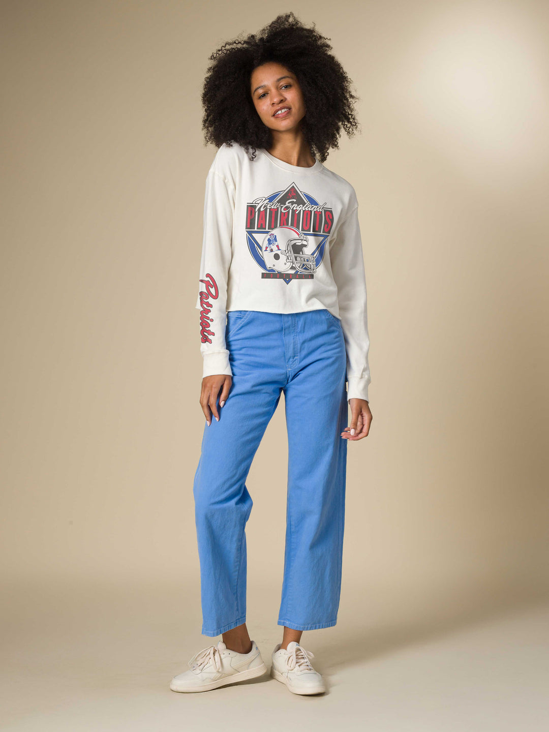 Women's New England Patriots Helmet Crop Fleece