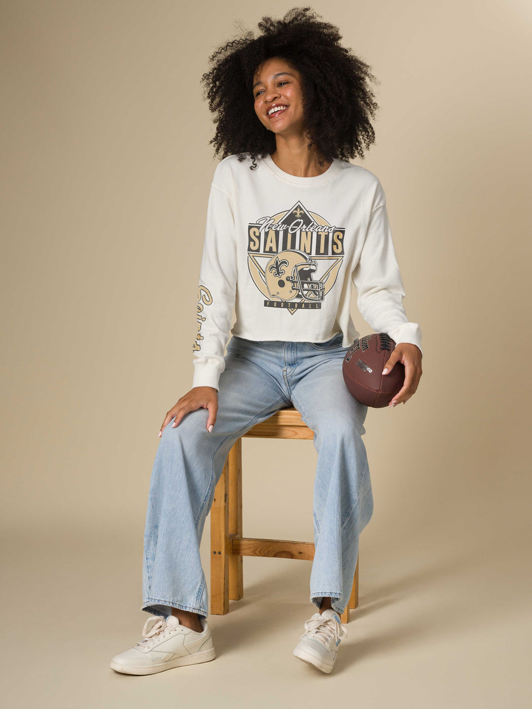 Women's New Orleans Saints Helmet Crop Fleece