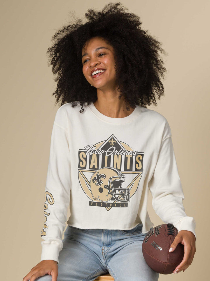 Women's New Orleans Saints Helmet Crop Fleece