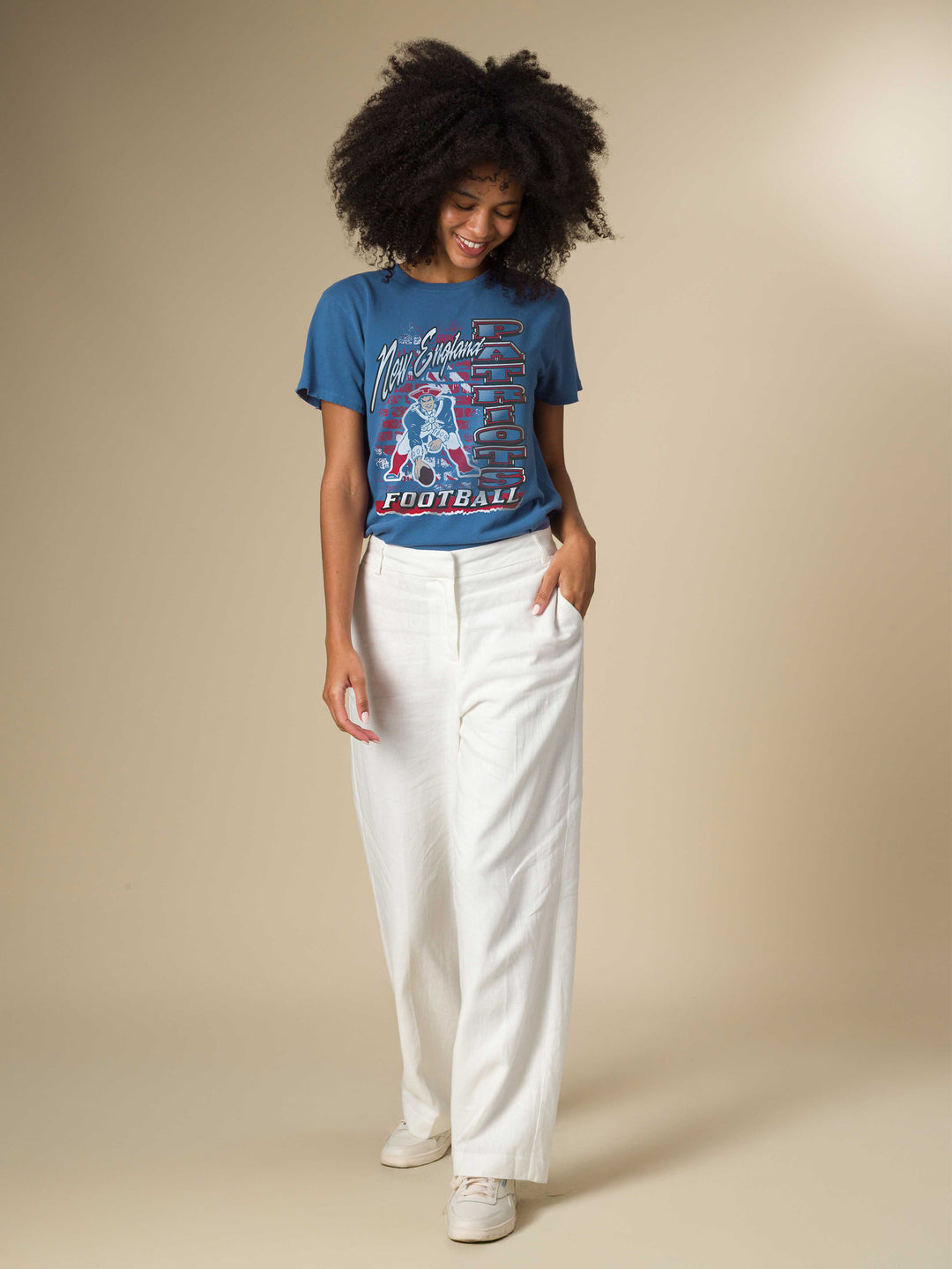 Women's New England Patriots Brick Vintage Tee