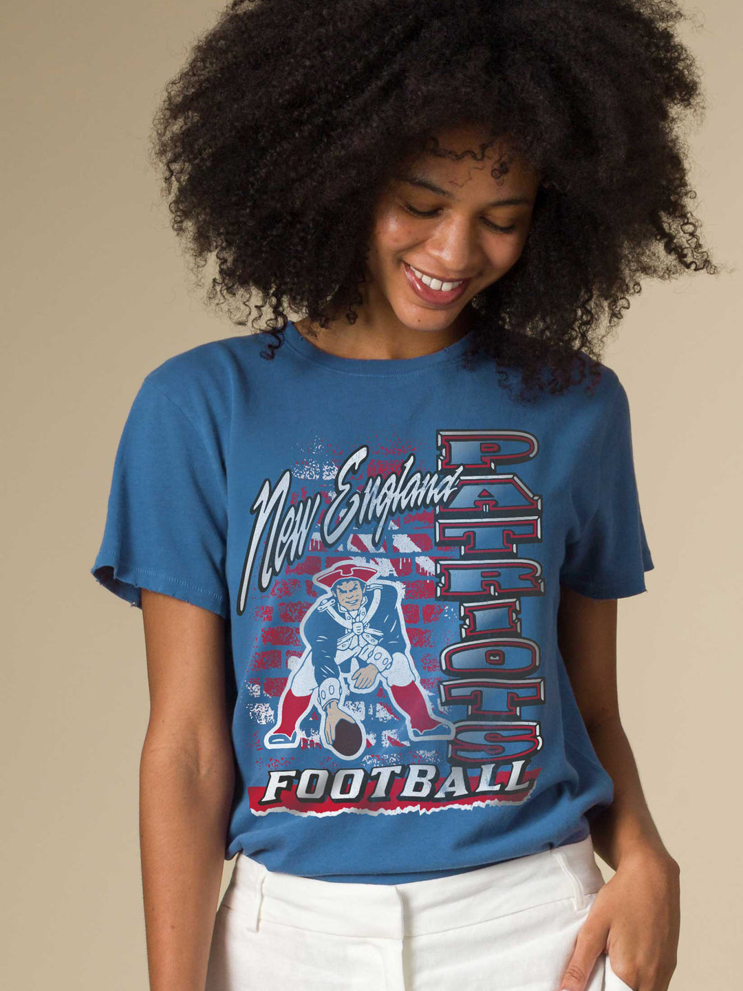 Women's New England Patriots Brick Vintage Tee