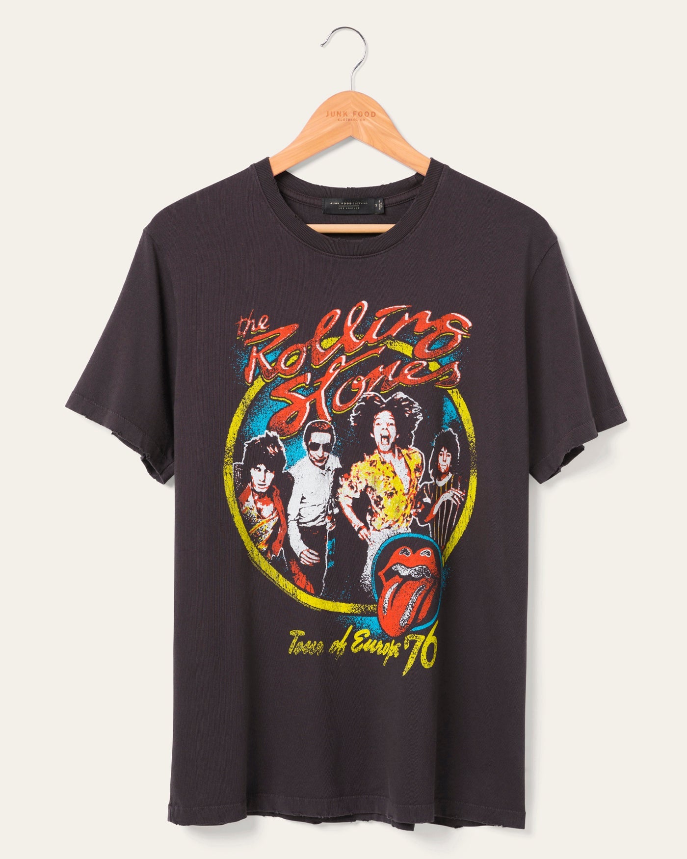 Maglietta Unisex Rolling Stones 70s Band Logo – Ufficiale Dip Dye Su Nero