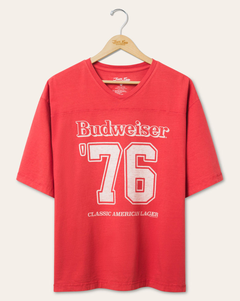 44 アメリカンフットボールシャツ Budweiser 90s お アルコール 半袖 アメリカ製 ホワイト 白 バドワイザー 90年代 シャツ