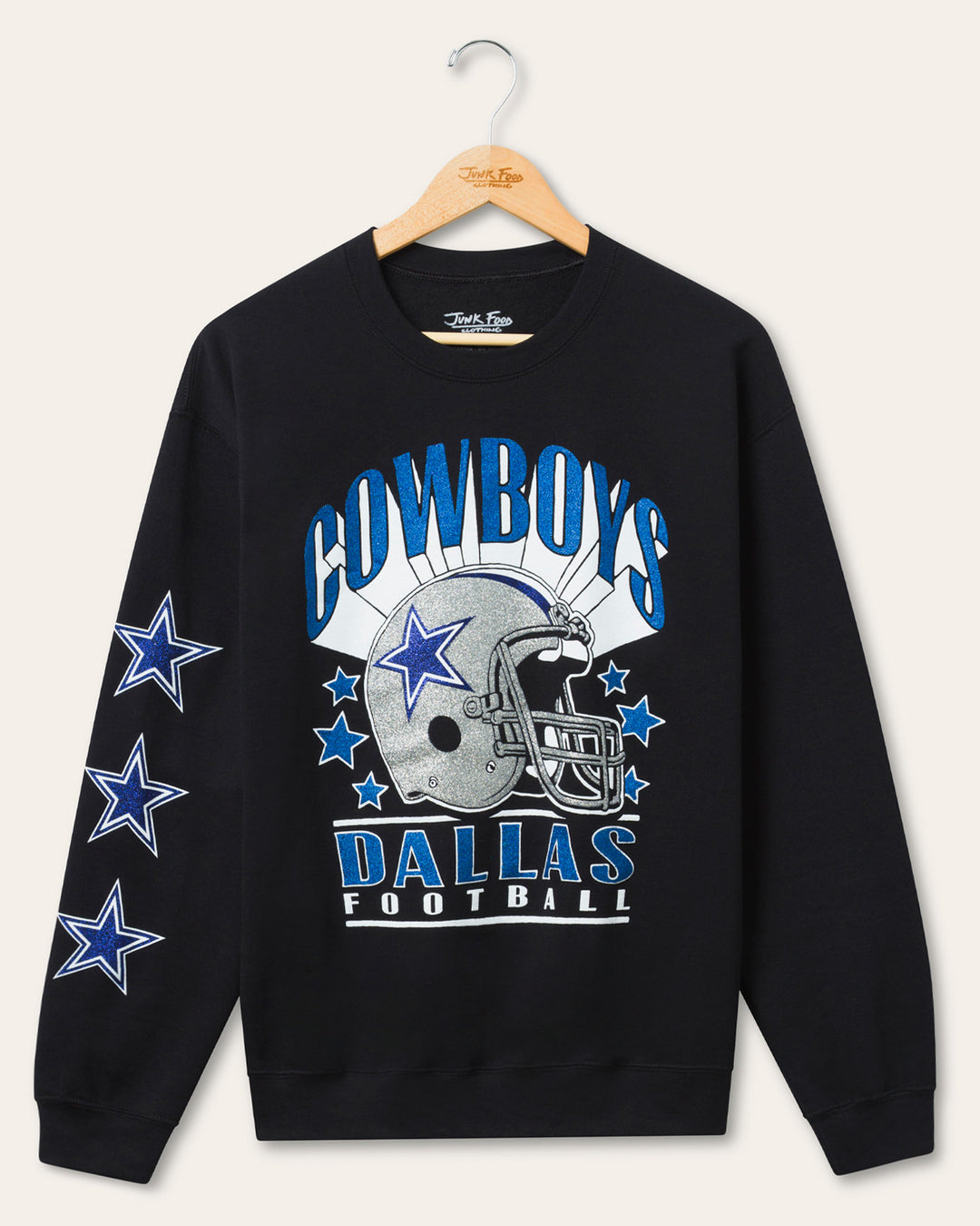Dallas Cowboys Glitter Helmet Flea Market Crew Fleece