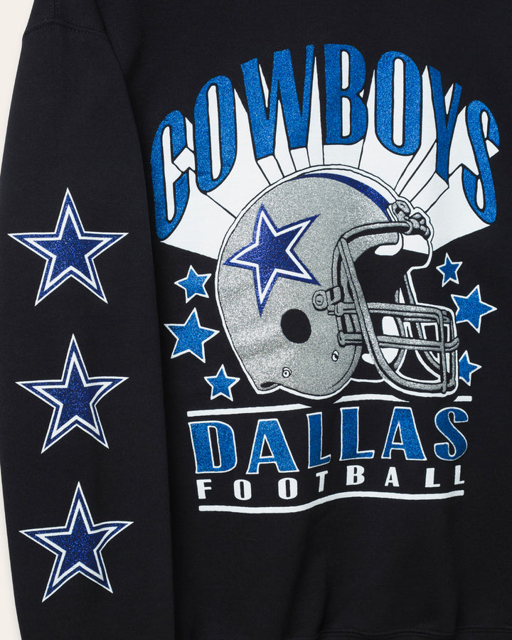 Dallas Cowboys Glitter Helmet Flea Market Crew Fleece