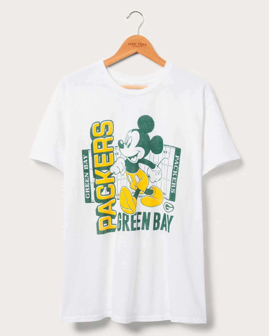 green bay packers dress shirt Junk Food Clothing Green Bay Packers Mickey Field T-Shirt in White Size 2XL