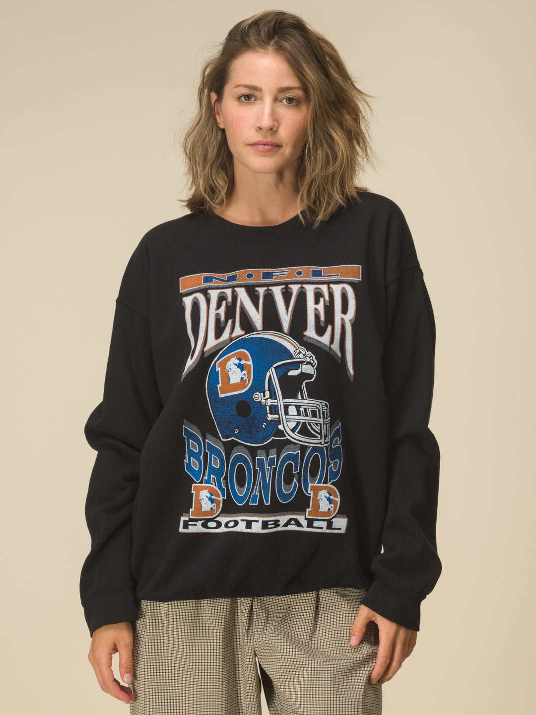 Denver Broncos Helmet Flea Market Crew Fleece
