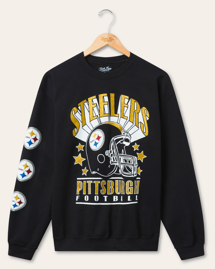 Pittsburgh Steelers Glitter Helmet Flea Market Crew Fleece